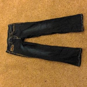 Cowgirl Tuff boot cut jeans copper bling dark mid rise size 31